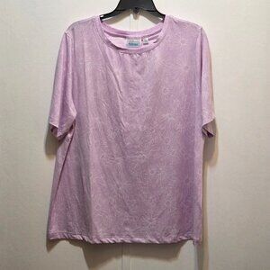 National Lavender & White Floral S/S Top 1X UPF 50+ New